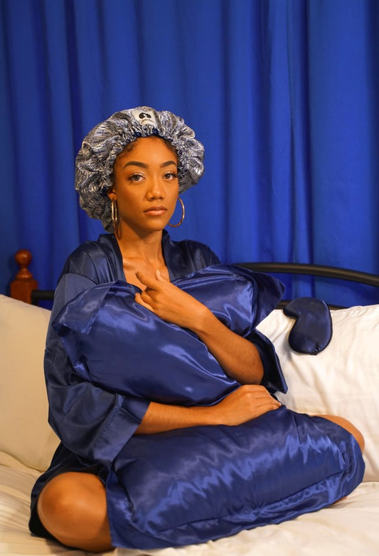 Tribal Navy Ultimate Sleep Combo (Bonnet+Pillowcase+Sleep Mask)