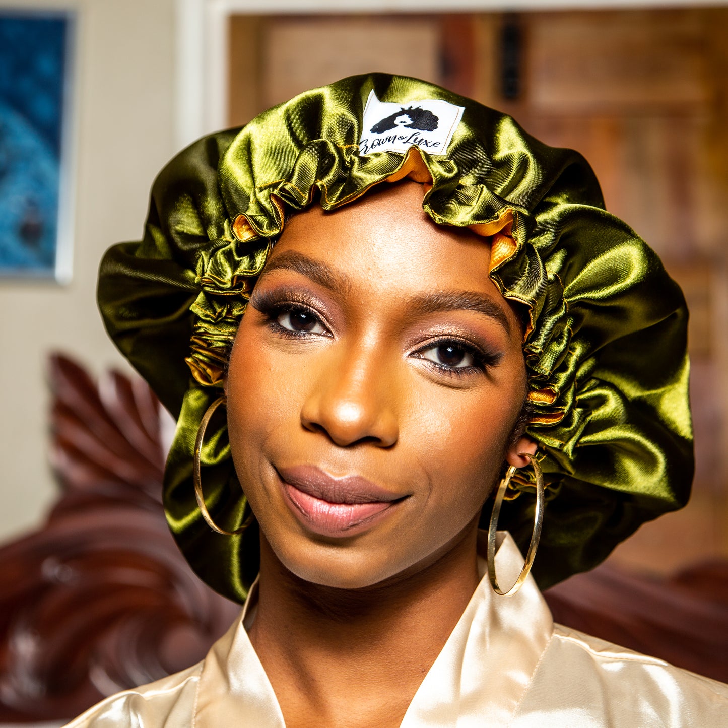 Olive Dreams Reversible Satin Bonnet (Adjustable)