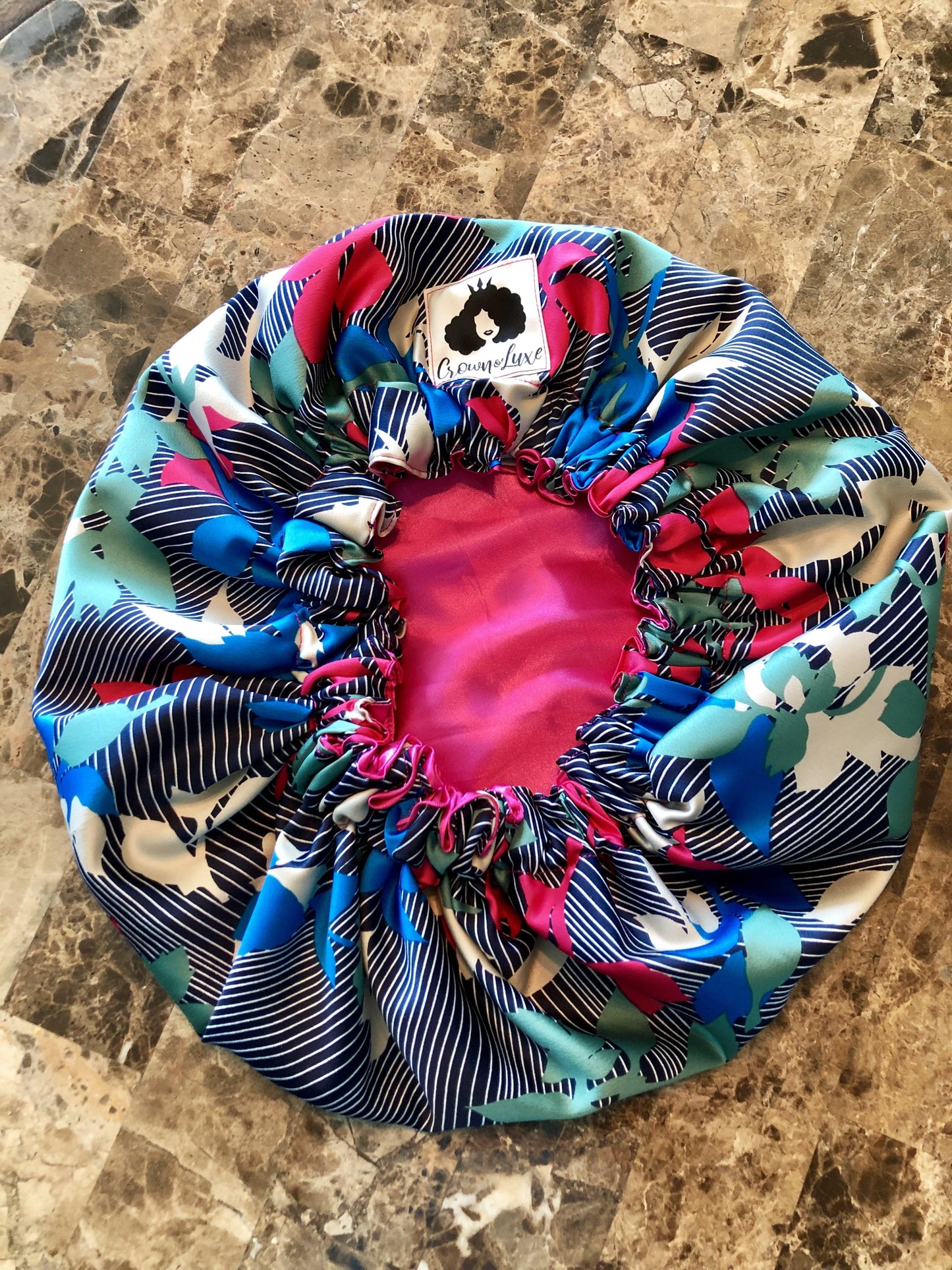 Bold Florals/Pink Reversible Satin Bonnet